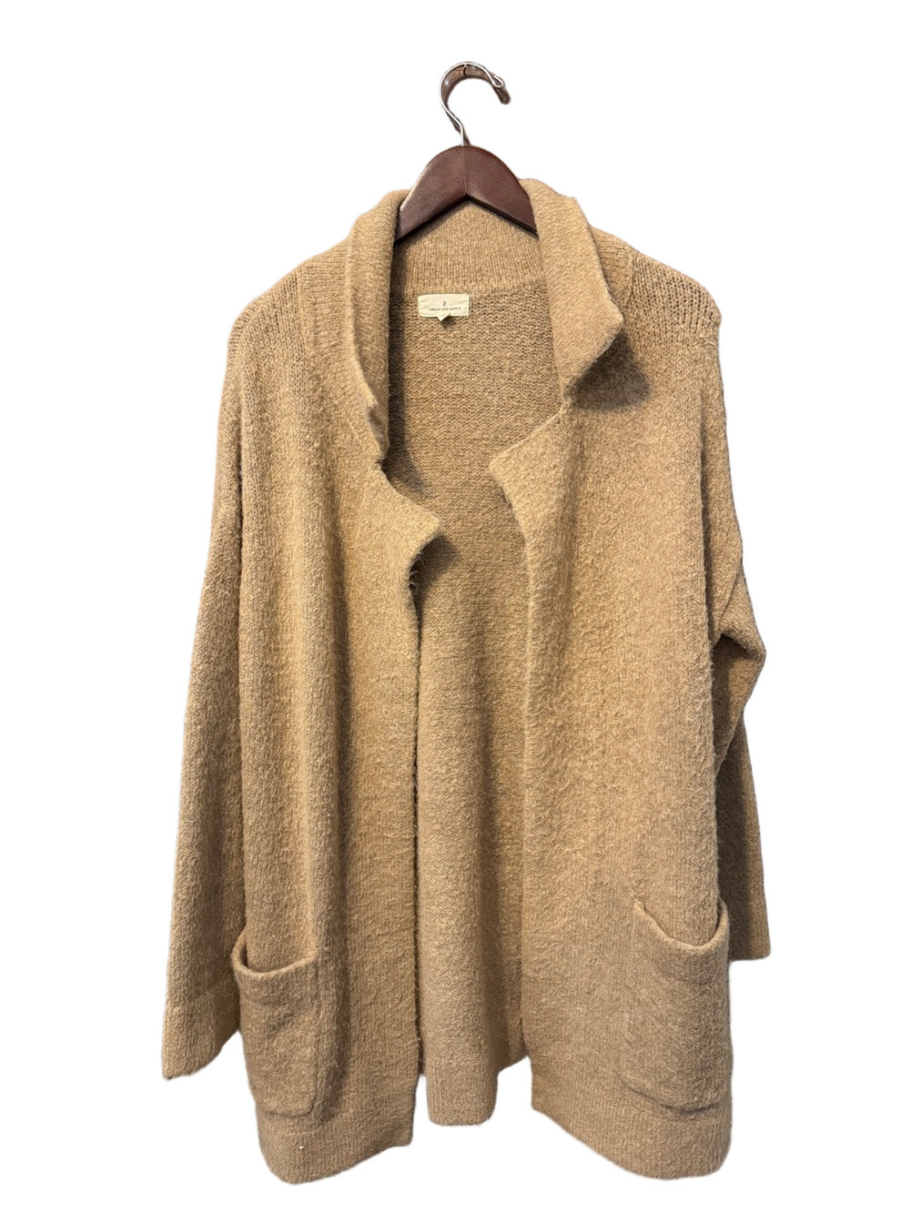Thread & Supply Open-Front Teddy Coatigan in Camel Tan Size M - Picture 2 of 3